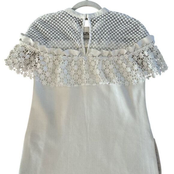 Self-Portrait Floral Frill Mini Dress White Sz 8 Romantic Feminine - Picture 9 of 15